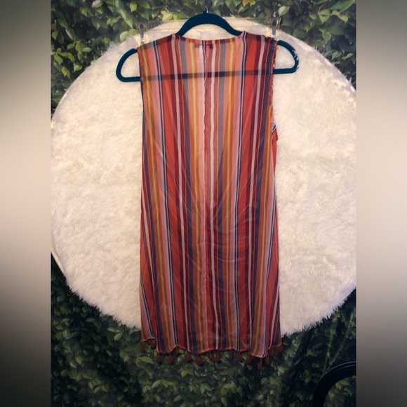 Striped Multicolor Sleeveless Coverup Dress - Picture 9 of 12